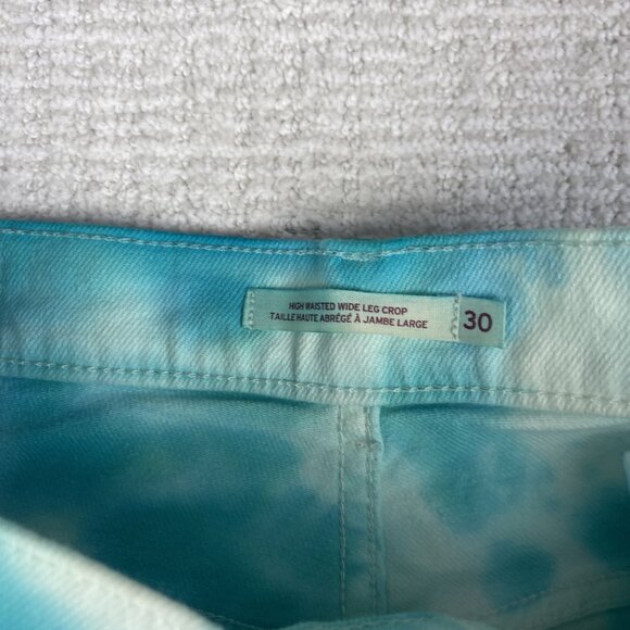 Levis Wom Cargo Jeans W30 Blue Tie Dye Hippie High-Waisted Wide Leg crop (Read) - Picture 12 of 16